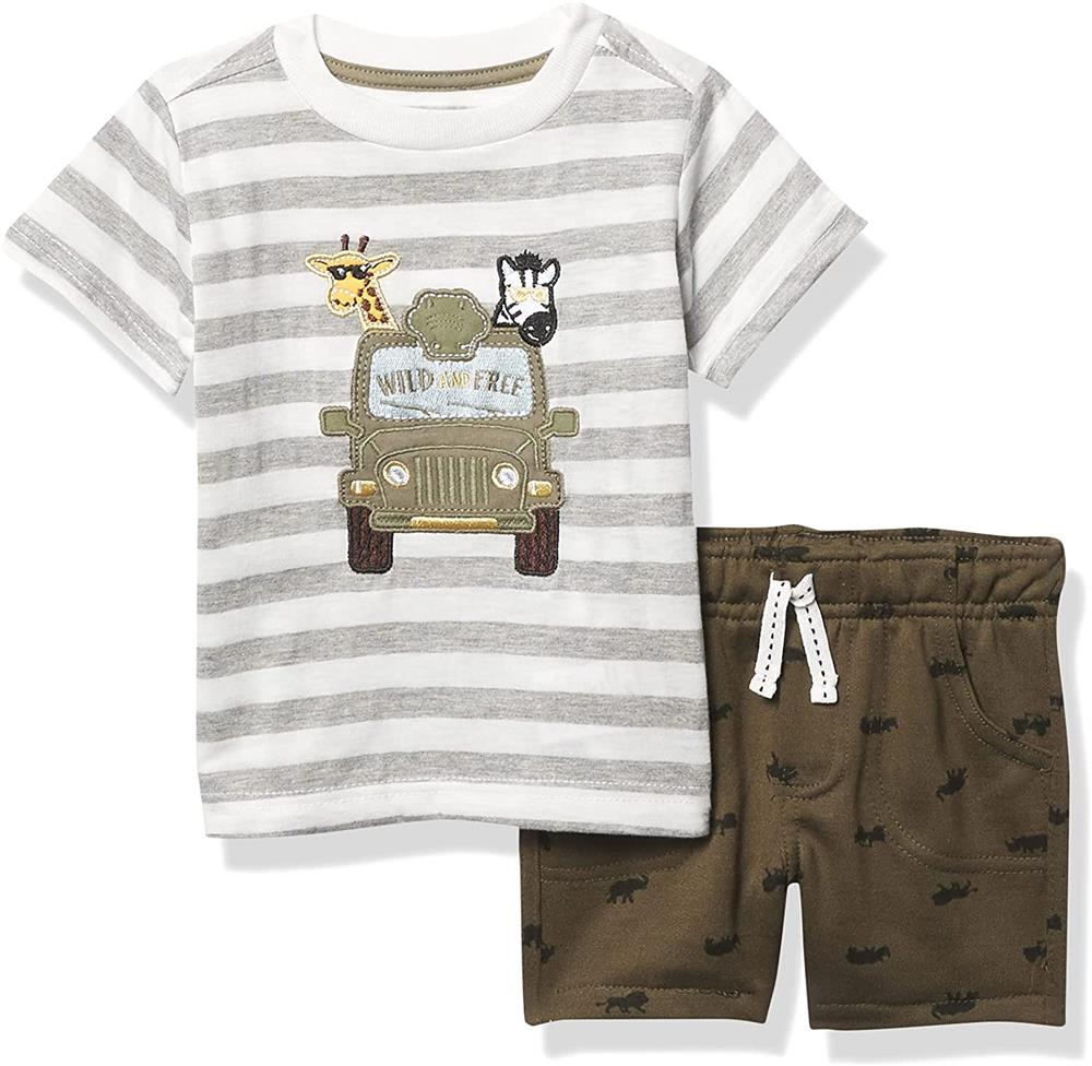 Kids Headquarters Boys 12-24 Months Safari Jeep Short Set