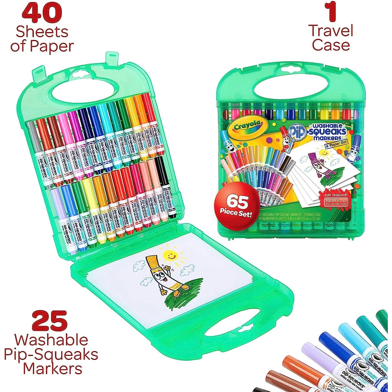 Crayola Pip Squeaks Marker Set (65ct), Washable Markers, Kids Art Supplies