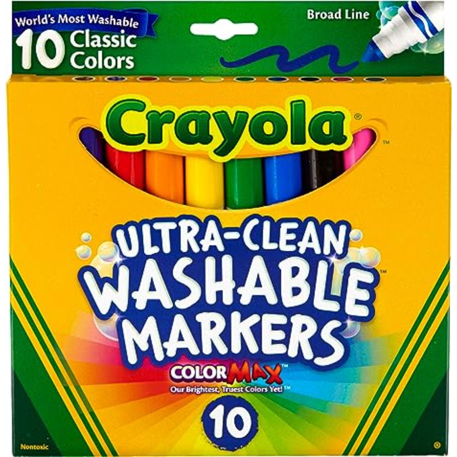 Crayola Broad Line Ultra Clean Washable Markers, 10 Count