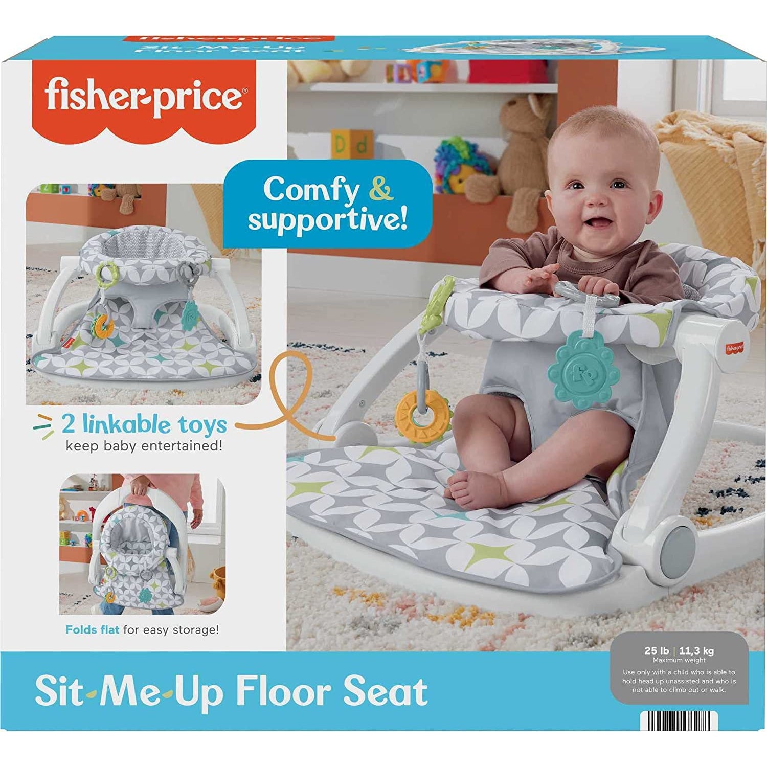 Fisher-Price Portable Baby Chair Sit-Me-Up Floor Seat With Developmental Toys