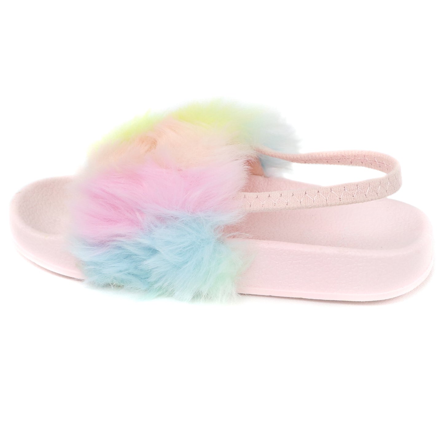 Stepping Stones Toddler Girls and Little Girls Shoe Size Rainbow Fur Slide Sandal