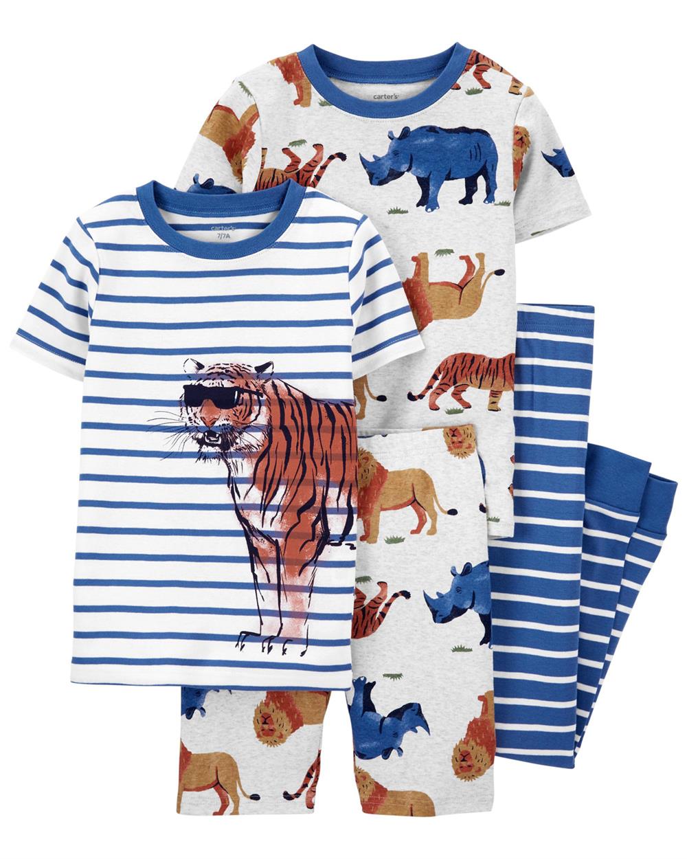 Carters Boys 4-14 4-Piece Tiger 100% Snug Fit Cotton PJs