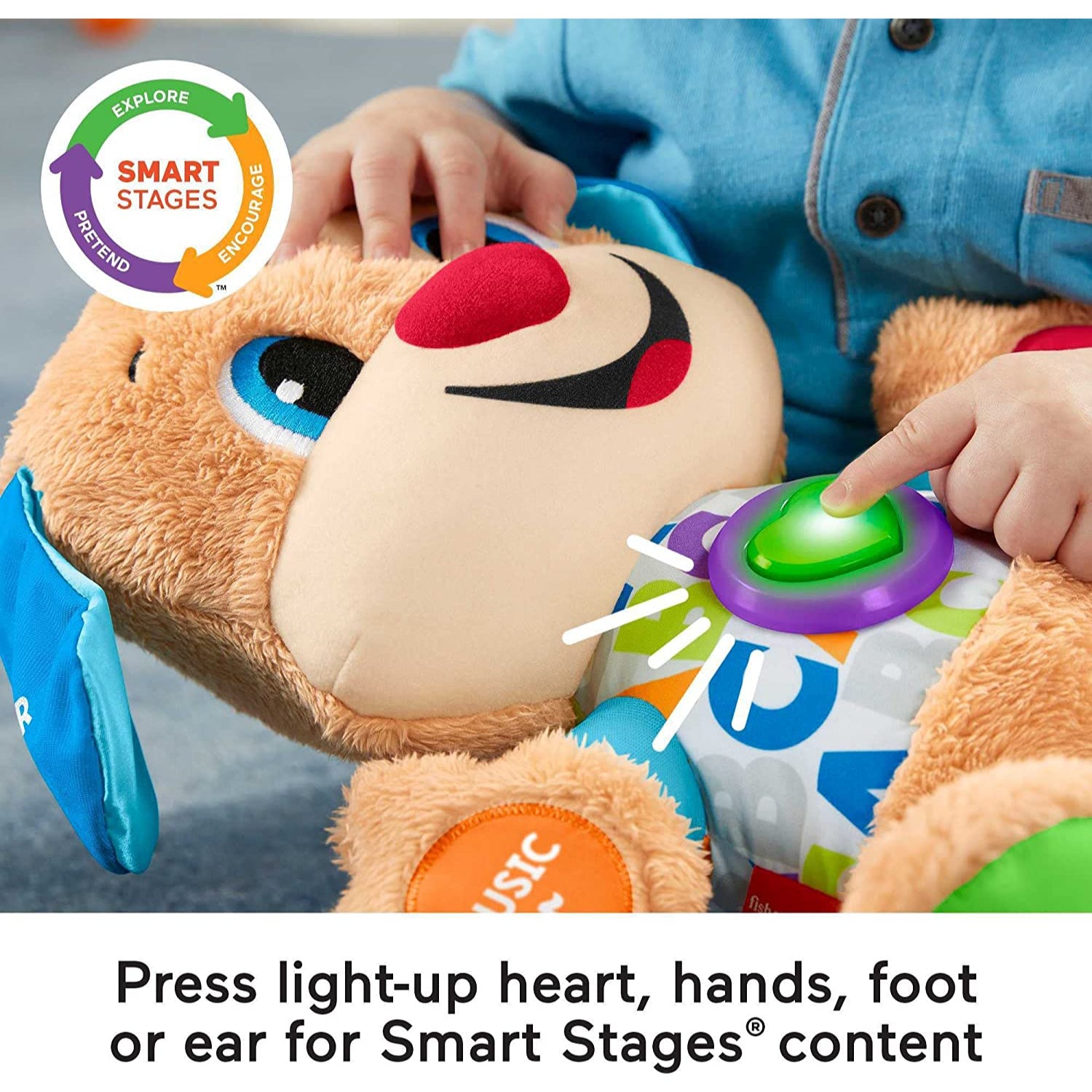 Fisher-Price Laugh & Learn Baby & Toddler Toy Smart Stages Puppy Interactive Plush Dog