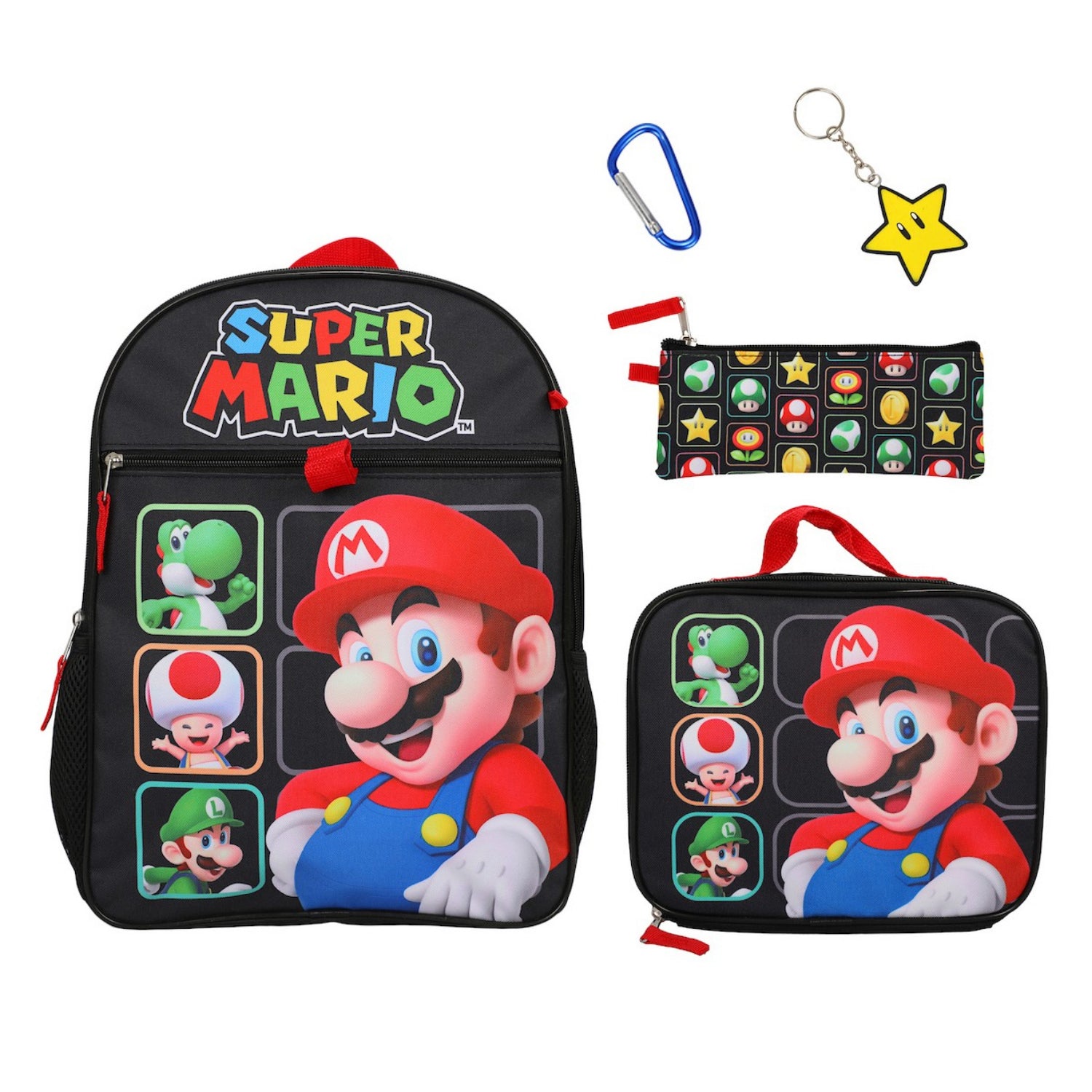 Bioworld Nintendo Super Mario 5 piece Backpack & Lunchbag