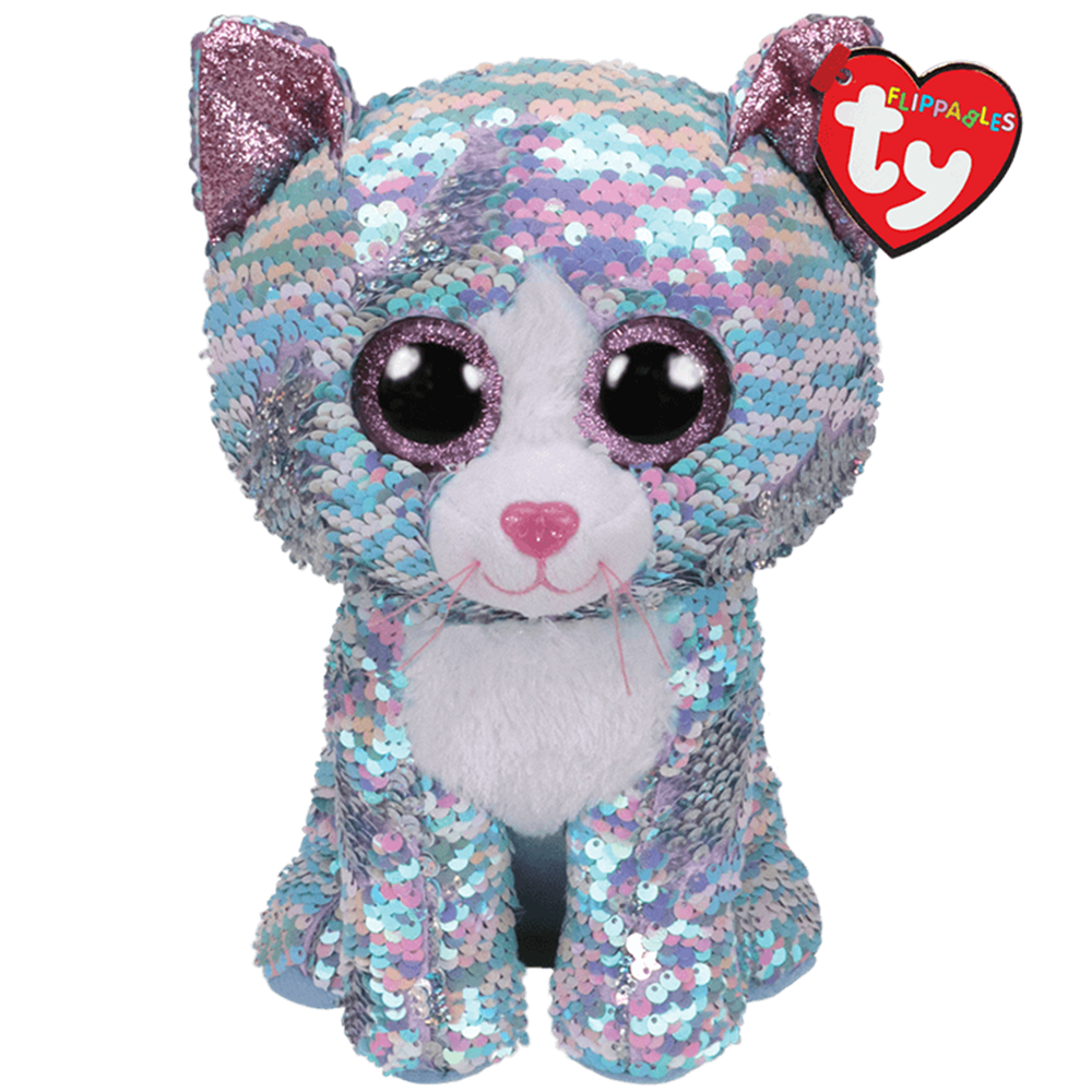 TY Whimsy Reversible Sequin Blue Cat Medium