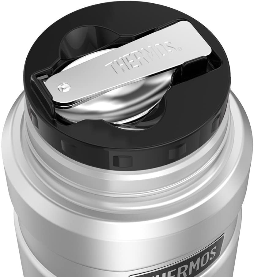 THERMOS Stainless King Vacuum-Insulated Food Jar with Spoon, 16 Ounce, Matte Steel