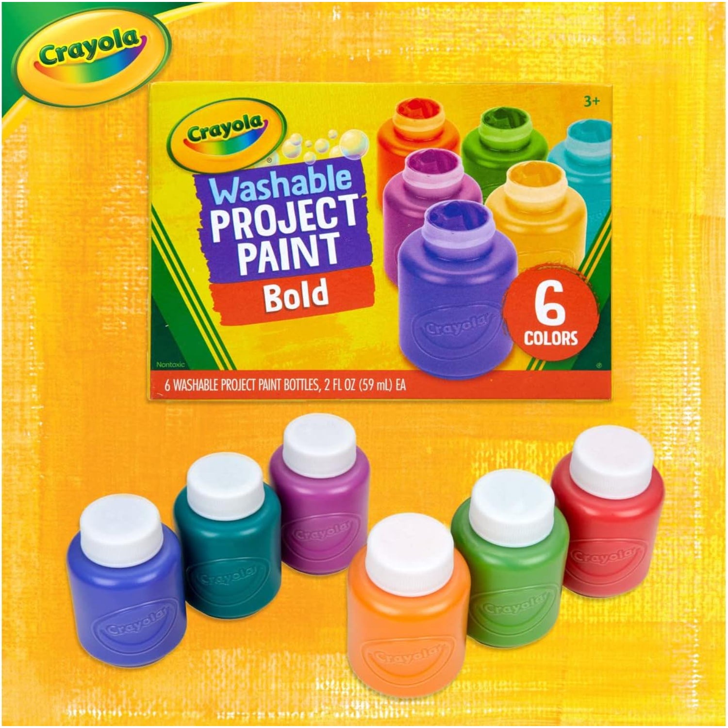 Crayola Washable Kids Paint, Assorted Bold Colors, Painting Supplies, 6 Count