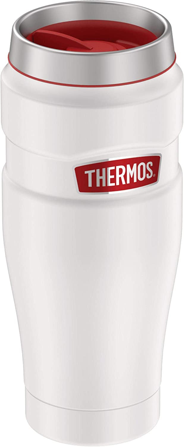 THERMOS Stainless King Vacuum-Insulated Travel Tumbler, 16 Ounce, White