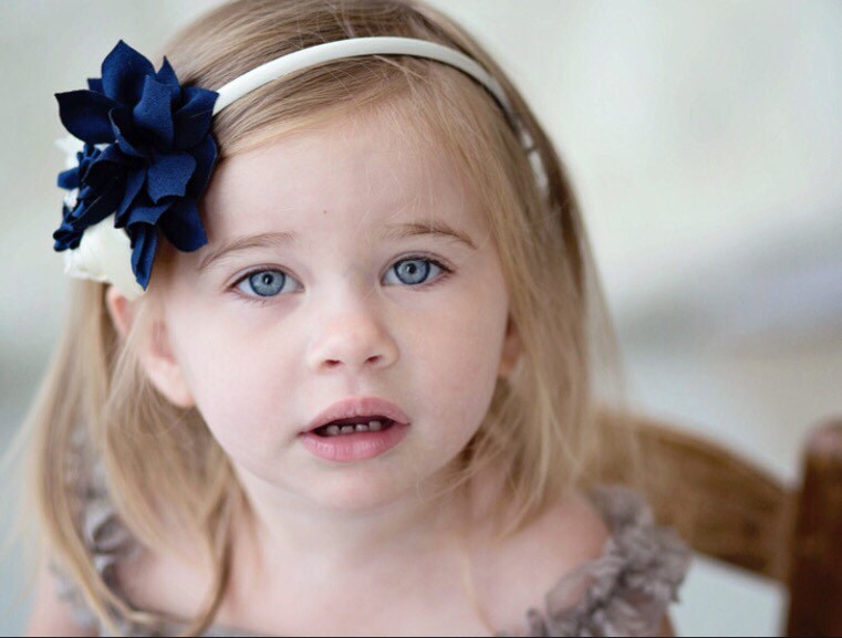 French Toast Bow Headband with Grosgrain Flower