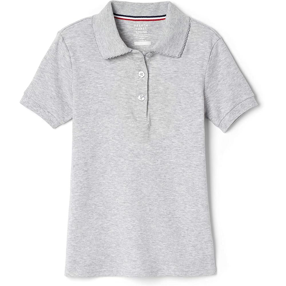 French Toast Girls 7-20 Short Sleeve Interlock Polo with Picot Collar