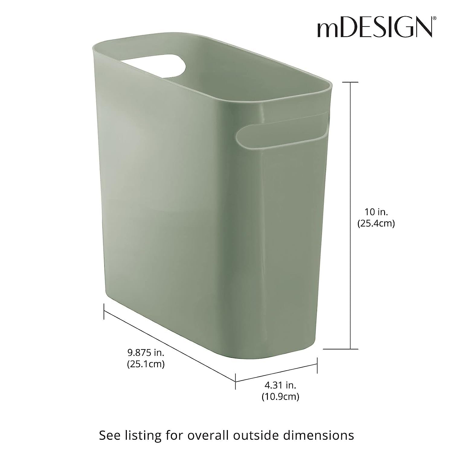 mDesign Plastic Small Trash Can, 1.5 Gallon, Olive Green