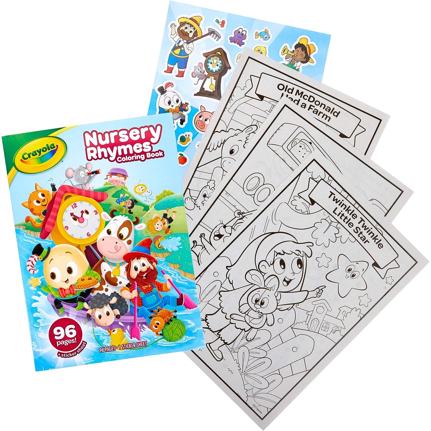 Crayola Nursery Rhymes Coloring Book with Stickers, 96 Coloring Pages