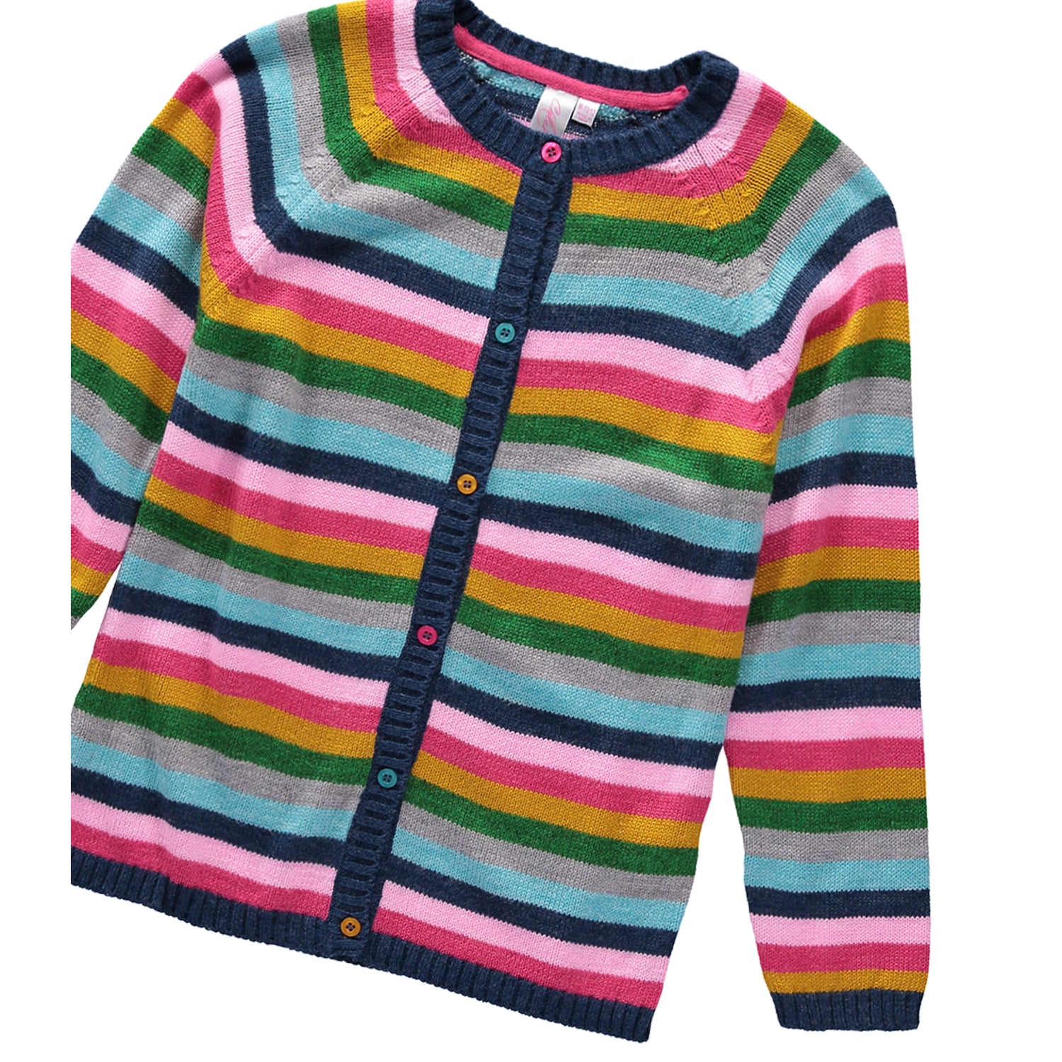 Cyndeelee Girls 2-16 Button Up Color Block Stripe Sweater Cardigan