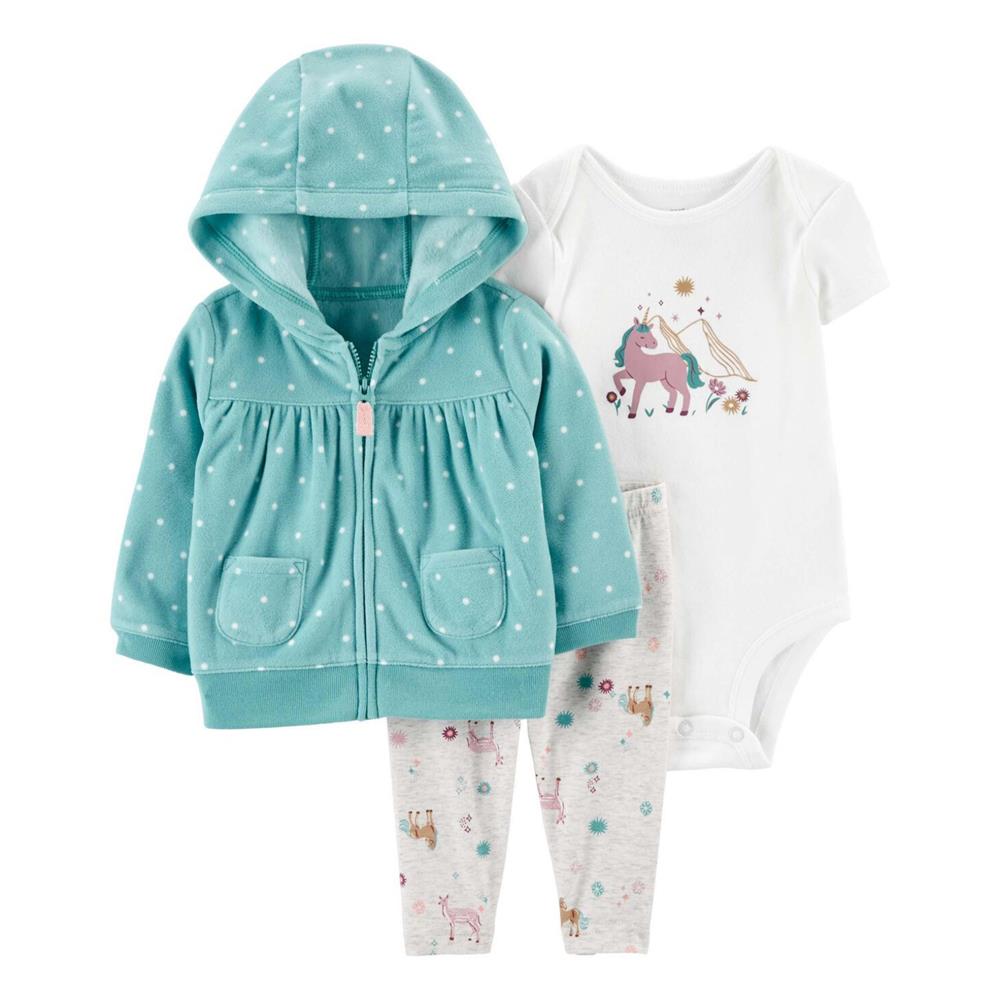 Carters Girls 0-24 Months 3-Piece Fleece Cardigan Set