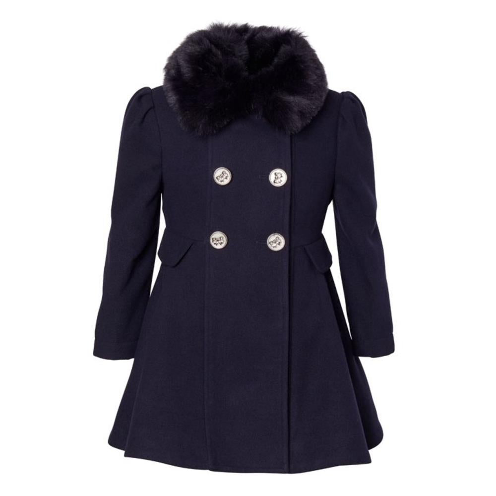 Rothschild Girls 7-20 Princess Faux Wool Coat with Faux Fur