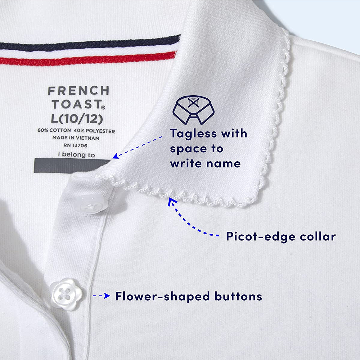 French Toast Girls 7-20 Short Sleeve Interlock Polo with Picot Collar