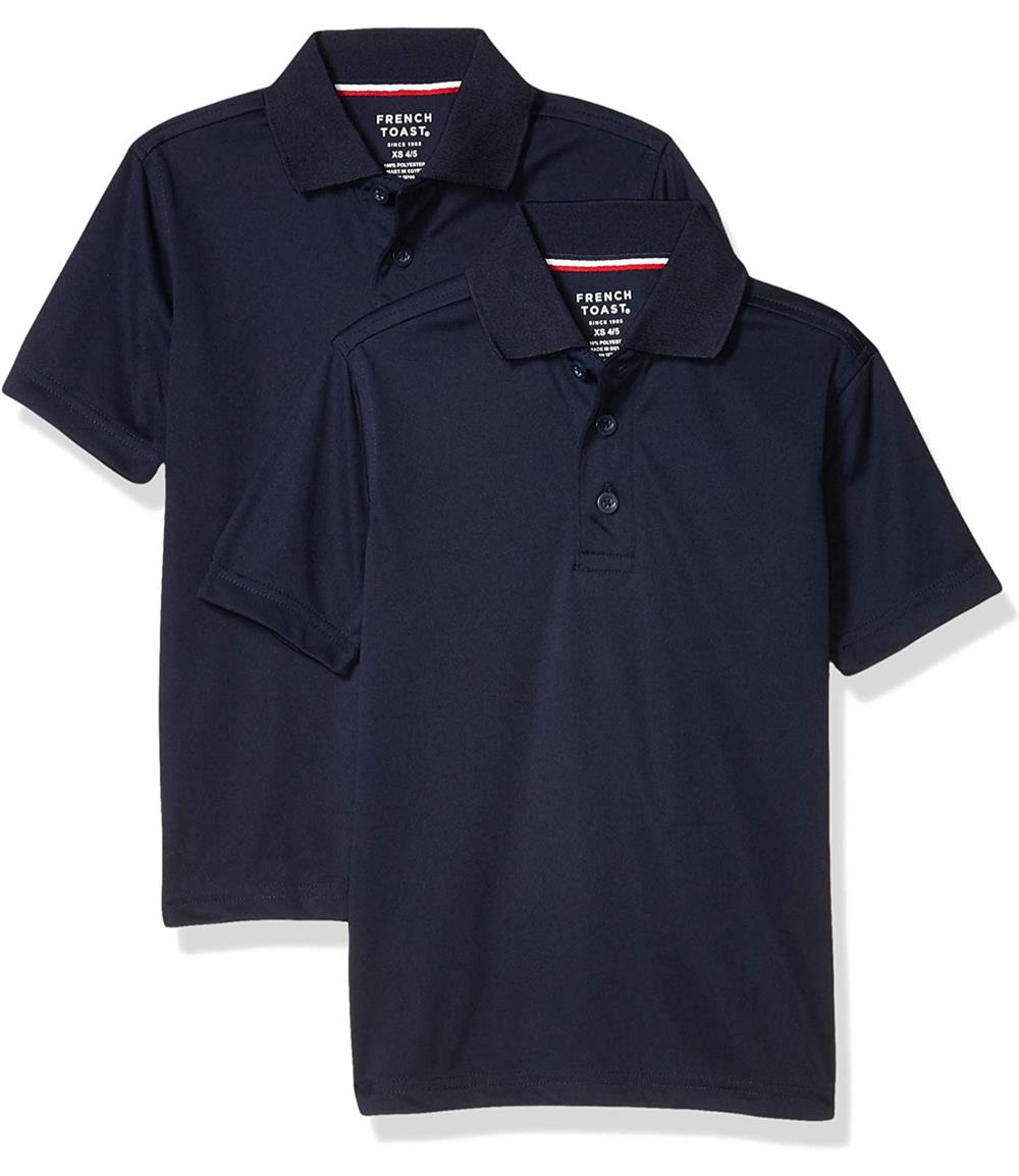 French Toast Boys 4-20 Short Sleeve Moisture Wicking Stretch Sport Polo Shirt, 2-Pack