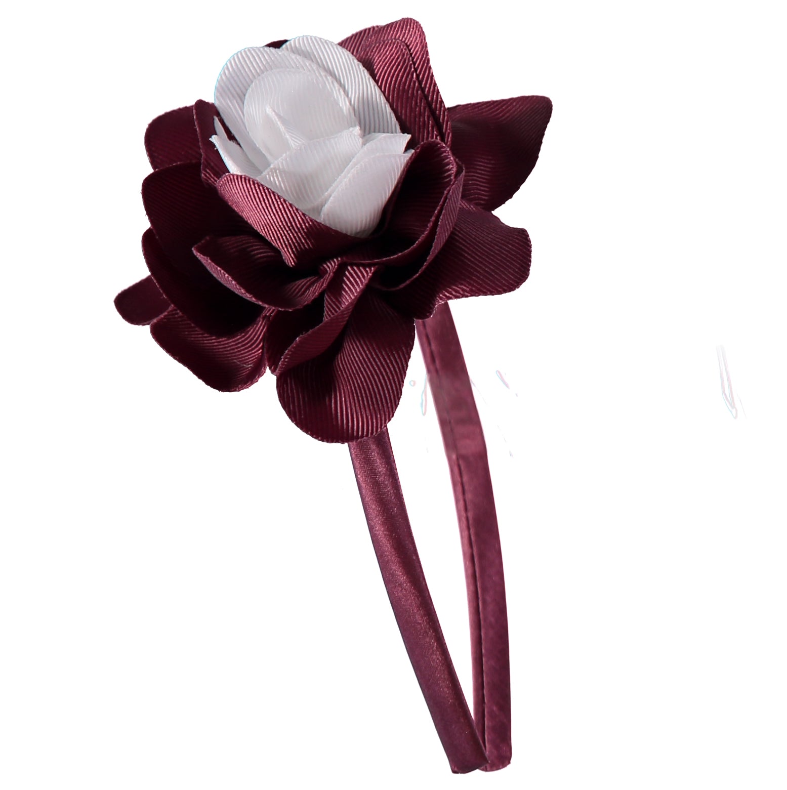 French Toast Bow Headband with Grosgrain Flower