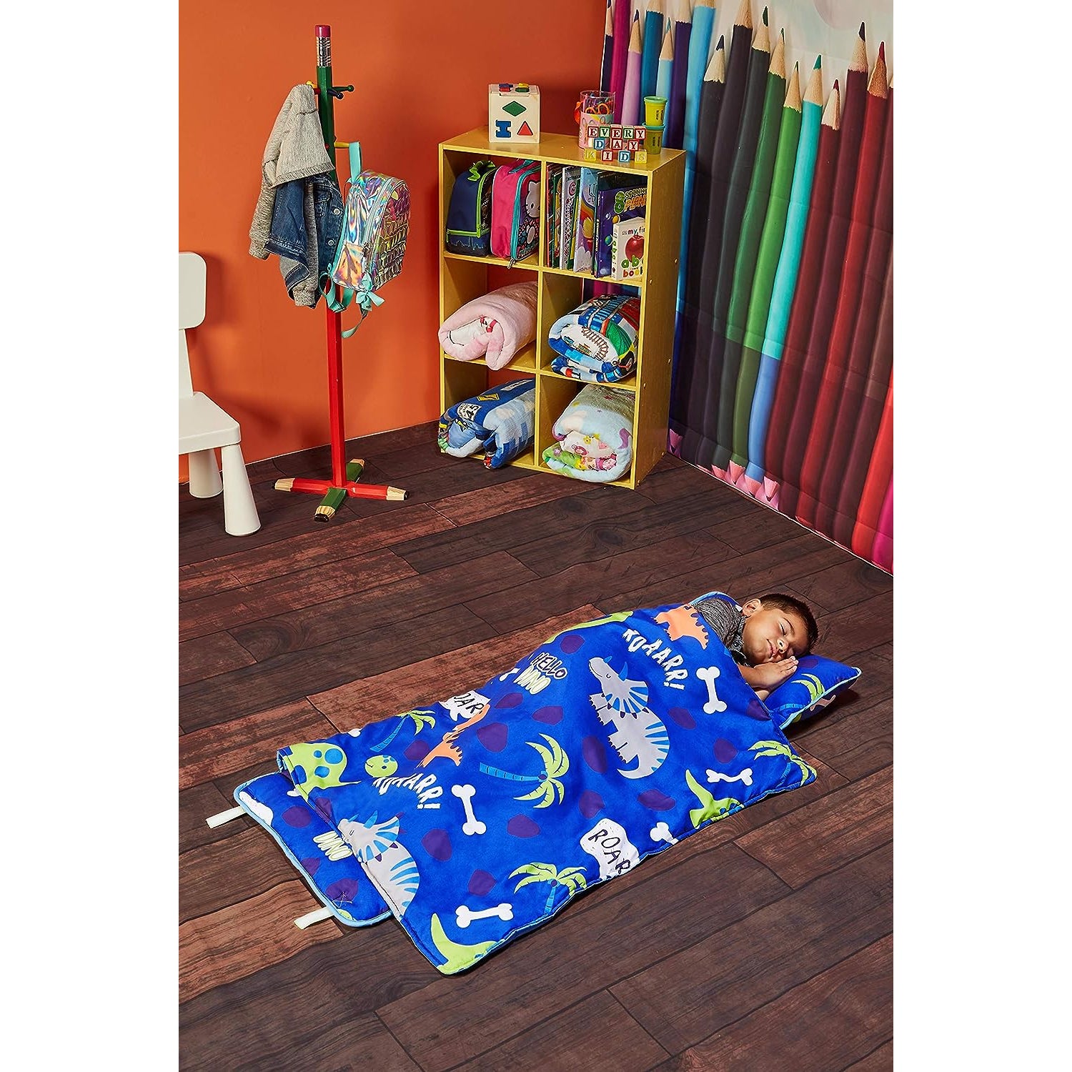 Everyday Kids Dinos Toddler Nap Mat with Removable Pillow