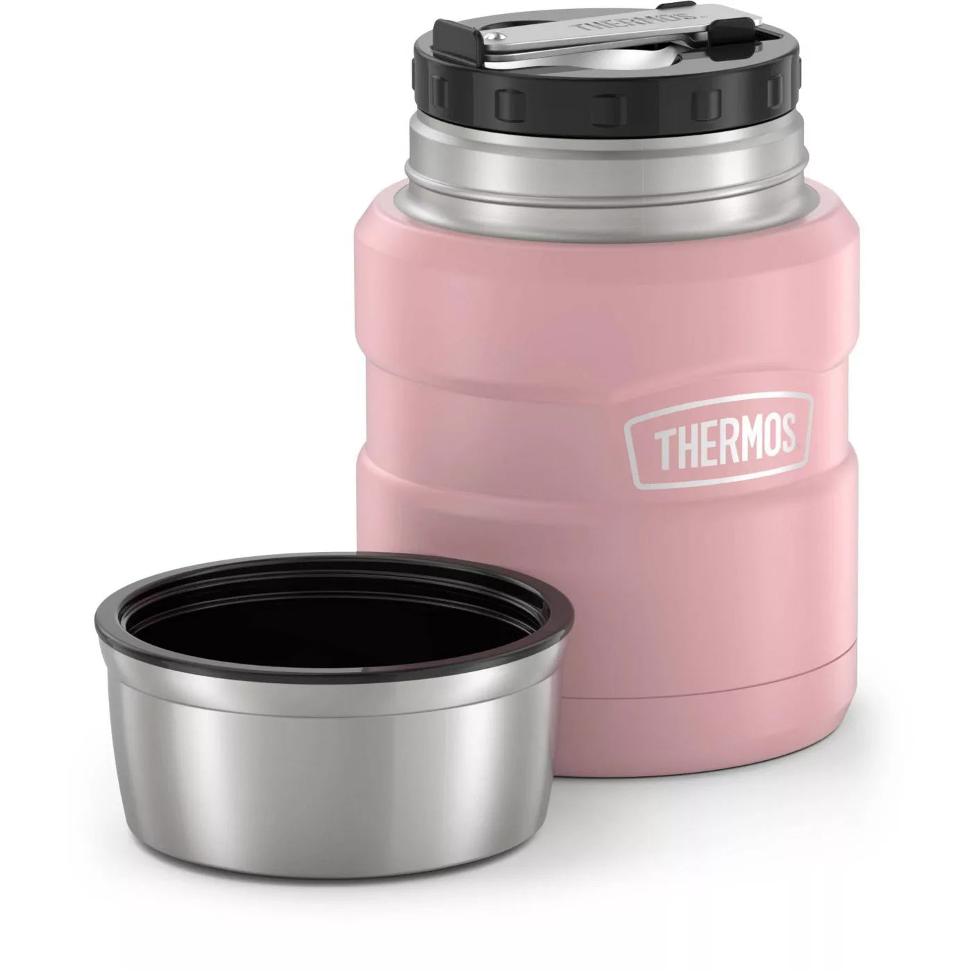 THERMOS Stainless King Vacuum-Insulated Food Jar with Spoon, 16 Ounce, Matte Rose