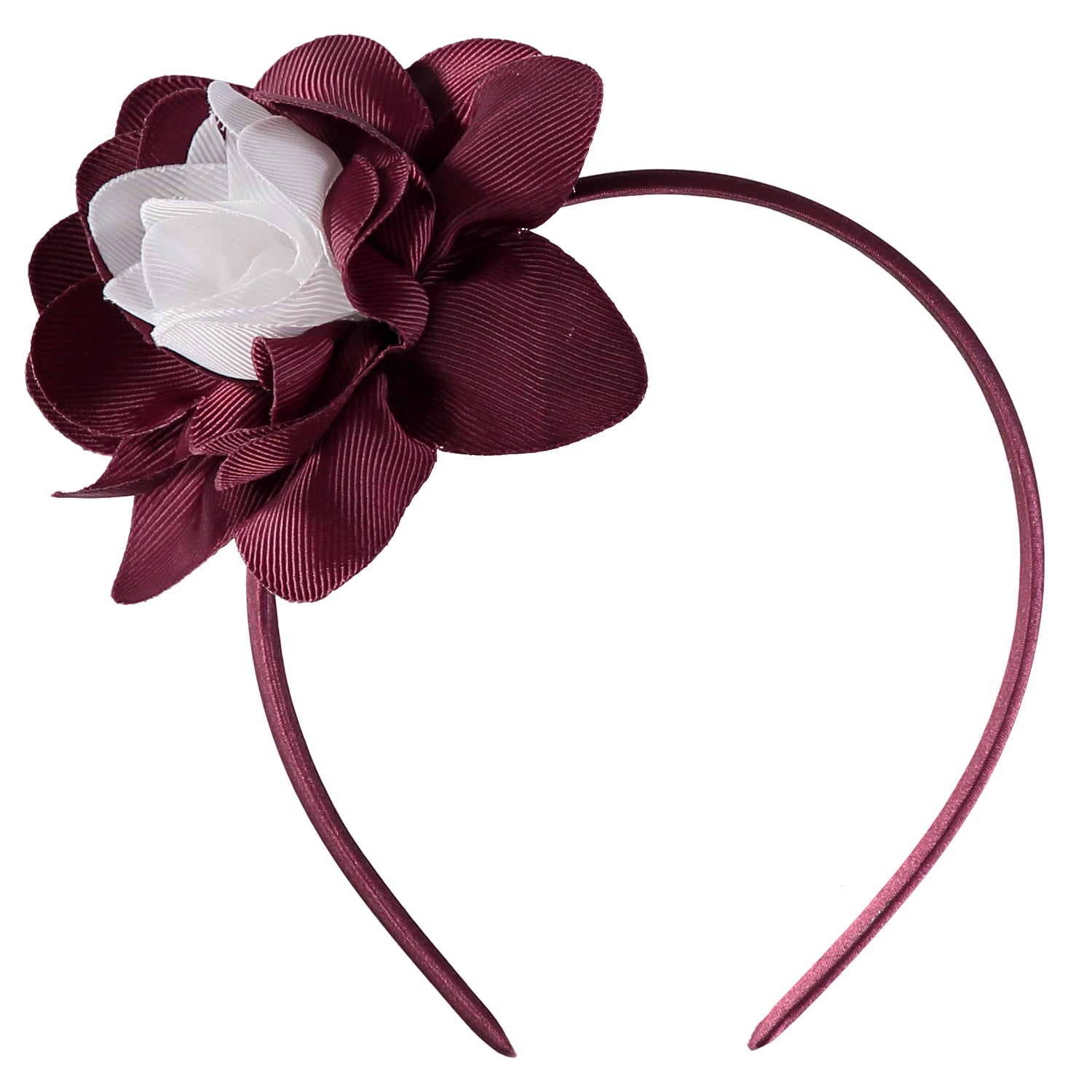 French Toast Bow Headband with Grosgrain Flower