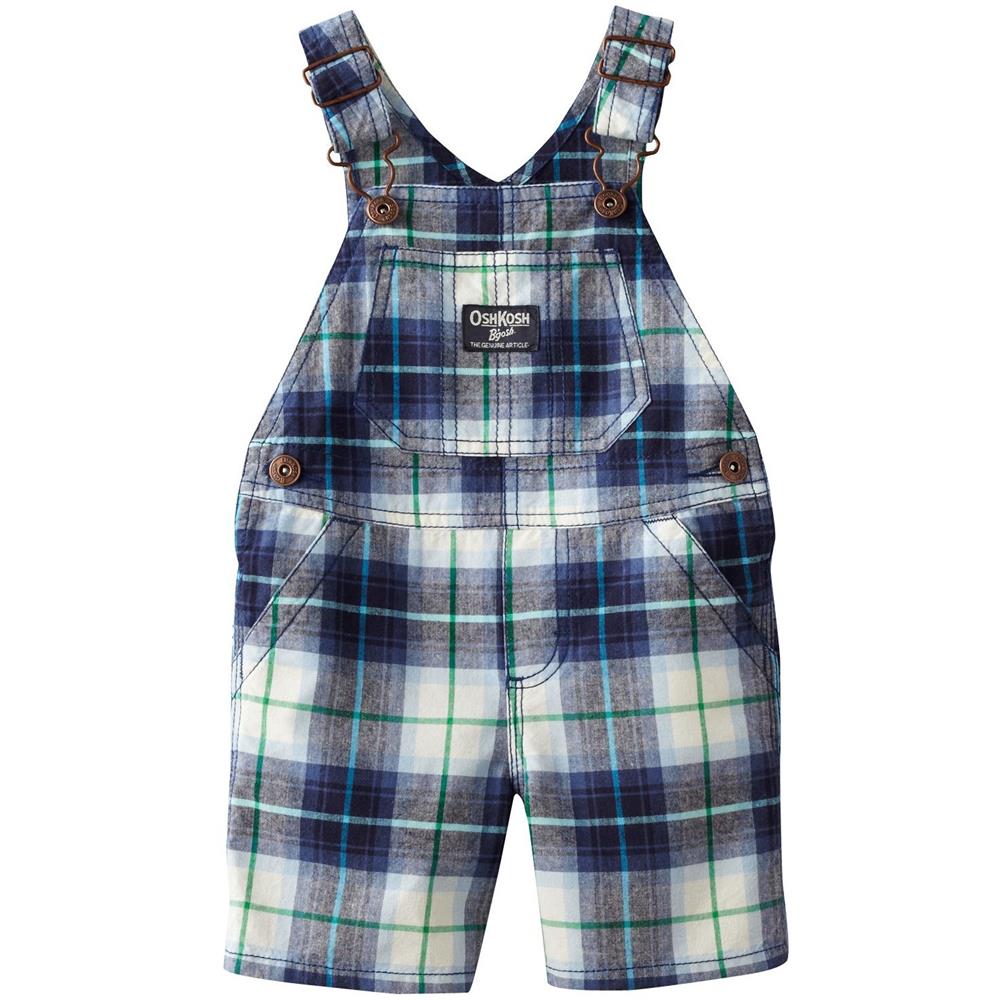 Osh Kosh Boys 12-24 Months Navy Plaid Shortalls