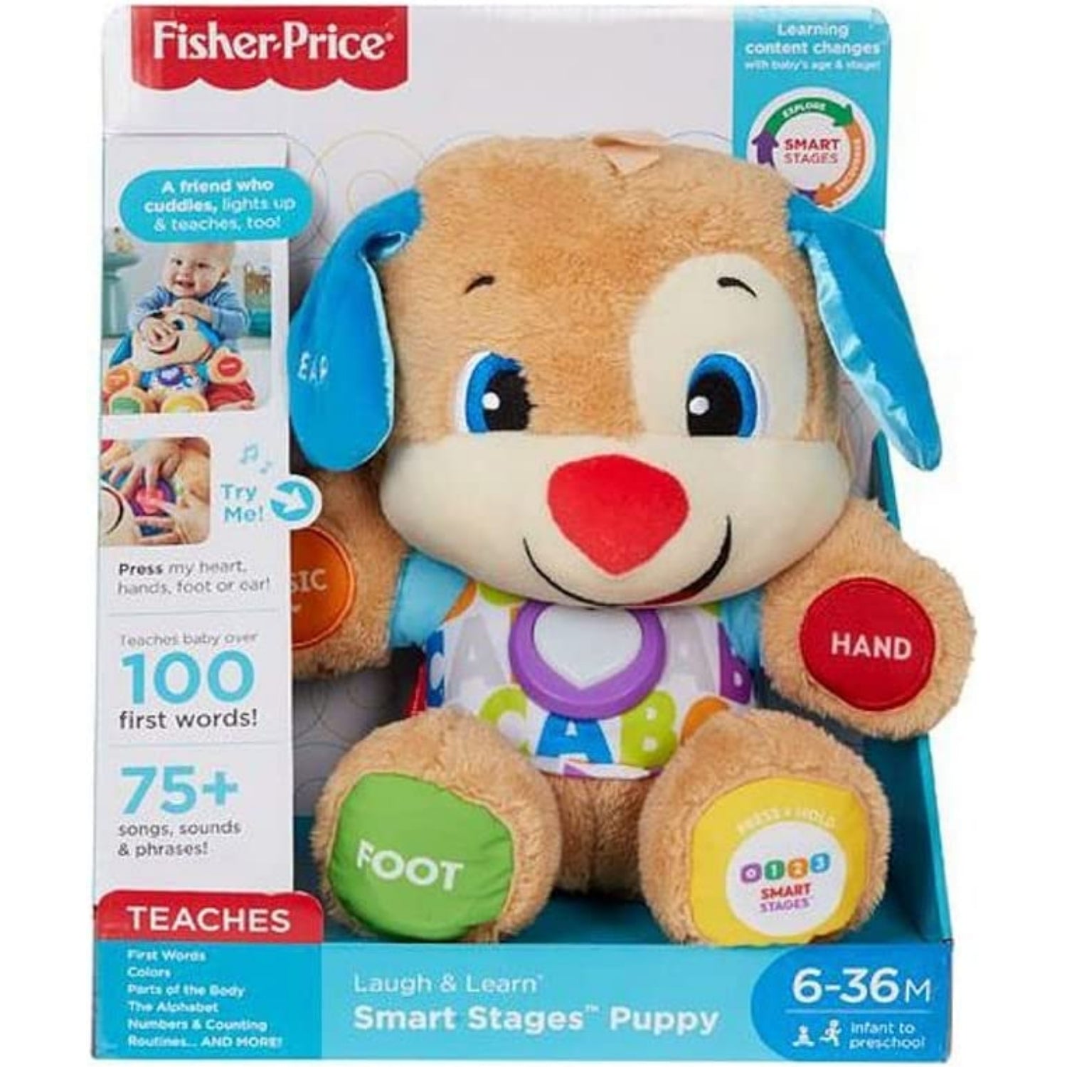 Fisher-Price Laugh & Learn Baby & Toddler Toy Smart Stages Puppy Interactive Plush Dog