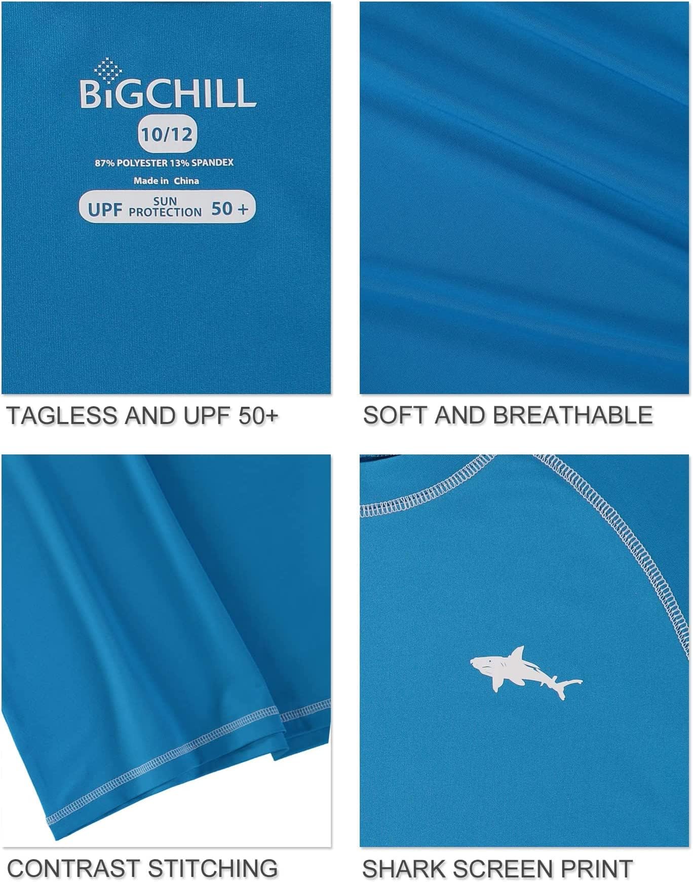 Big Chill Boys 4-7 Shark Rash Guard Short Sleeve, 2-Pack