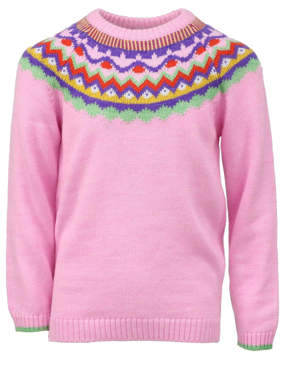 Cyndeelee Girls 2-16 Pattern Yoke Sweater