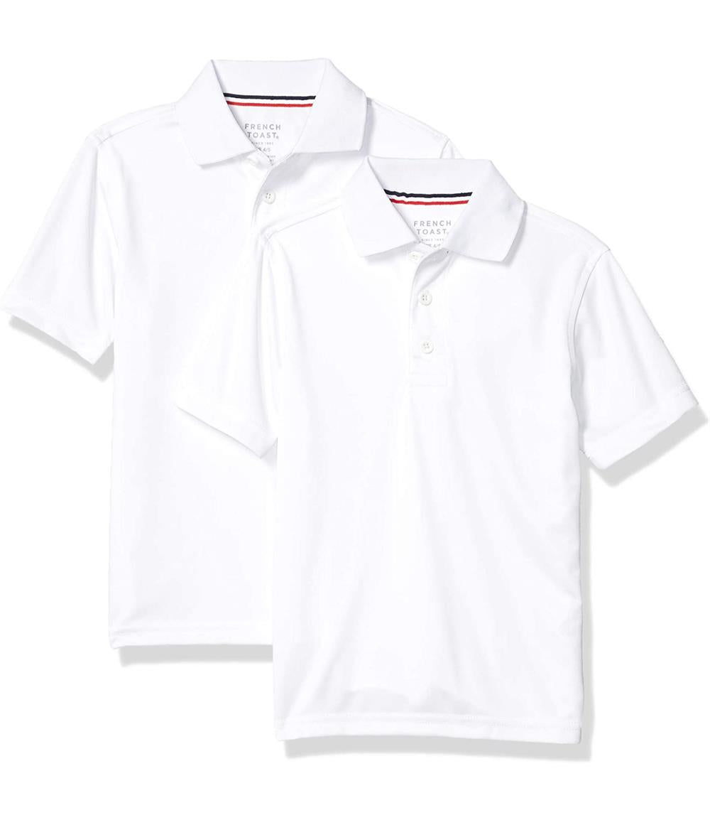 French Toast Boys 4-20 Short Sleeve Moisture Wicking Stretch Sport Polo Shirt, 2-Pack