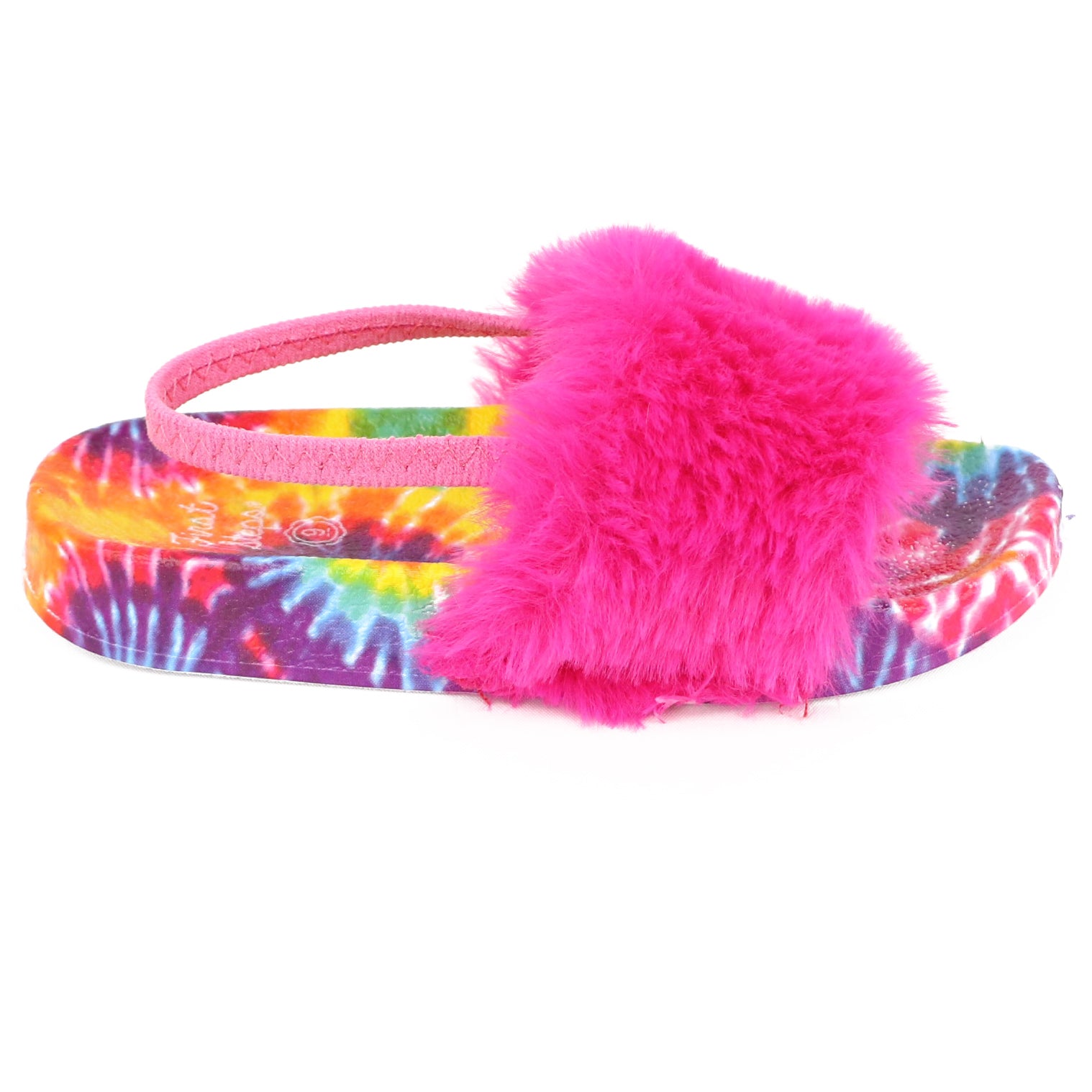 Stepping Stones Toddler Girls and Little Girls Shoe Size Tie Dye Fur Slide Sandal