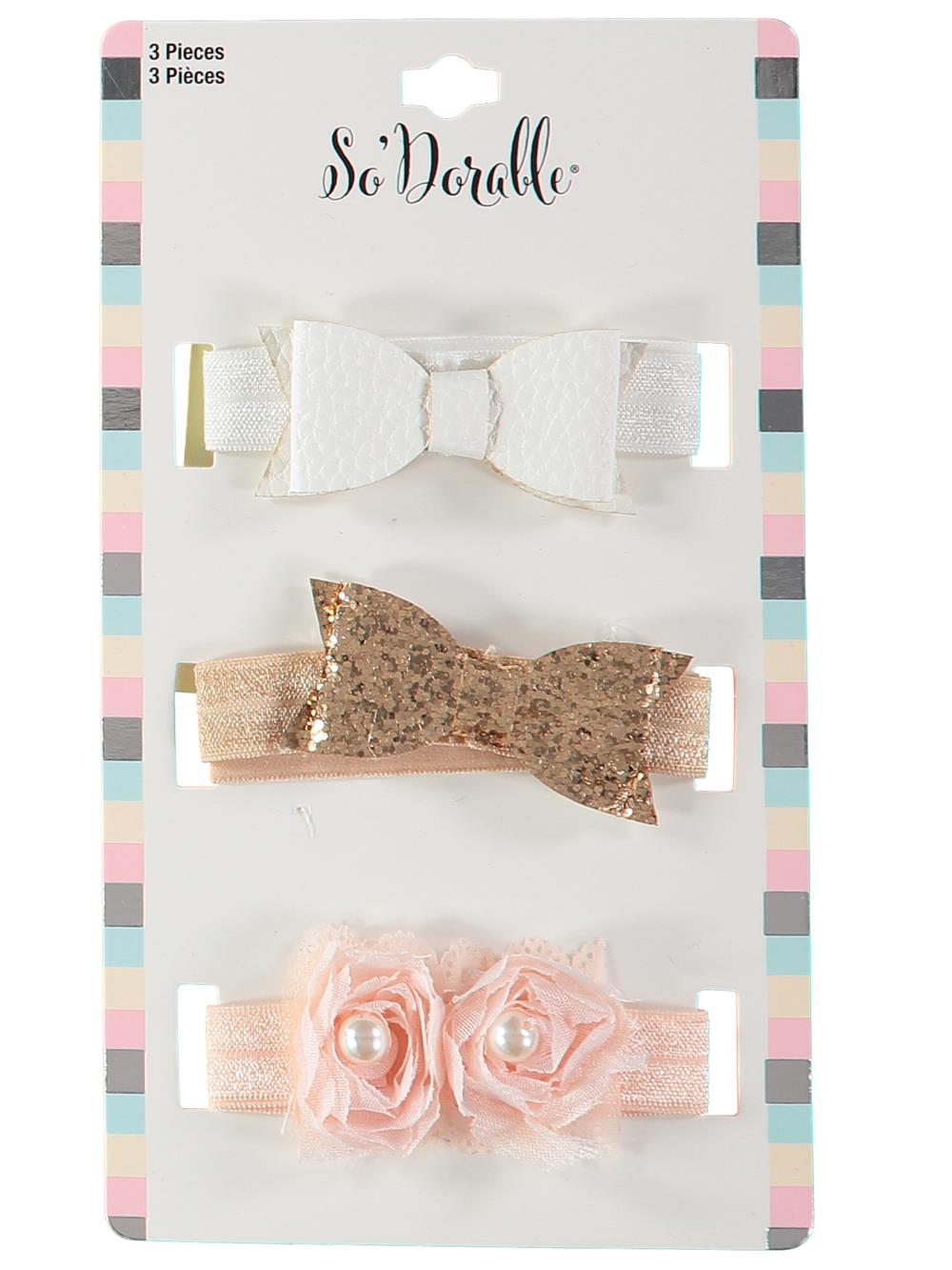 So Dorable 3 Piece Bow / Flower Headwrap