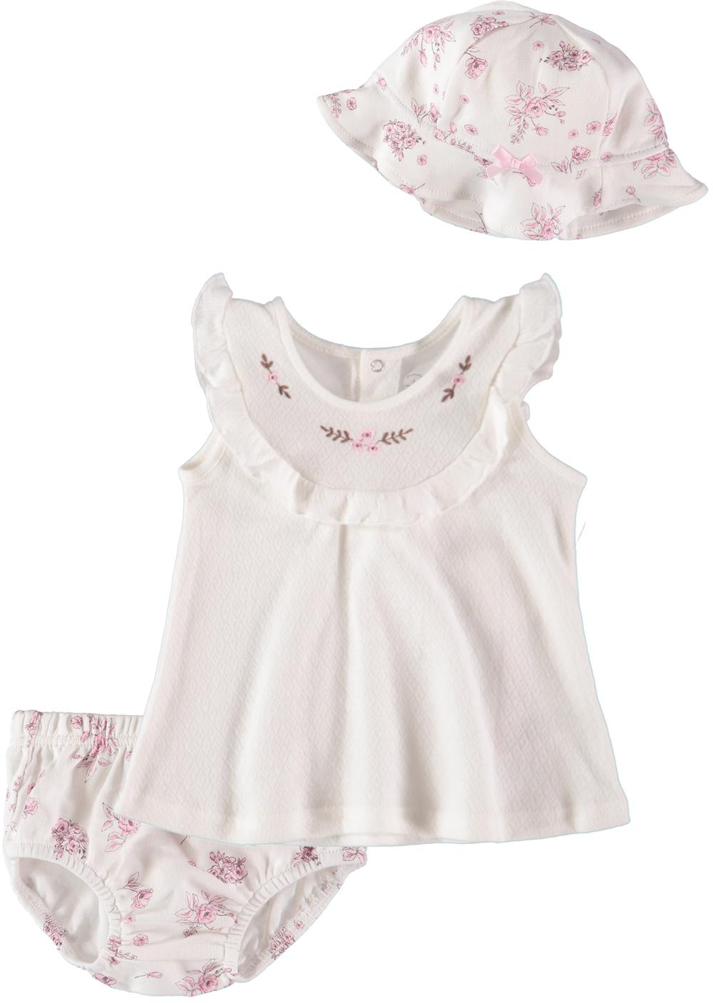 Rene Rofe Girls 0-9 Months Floral Diaper Set with Hat