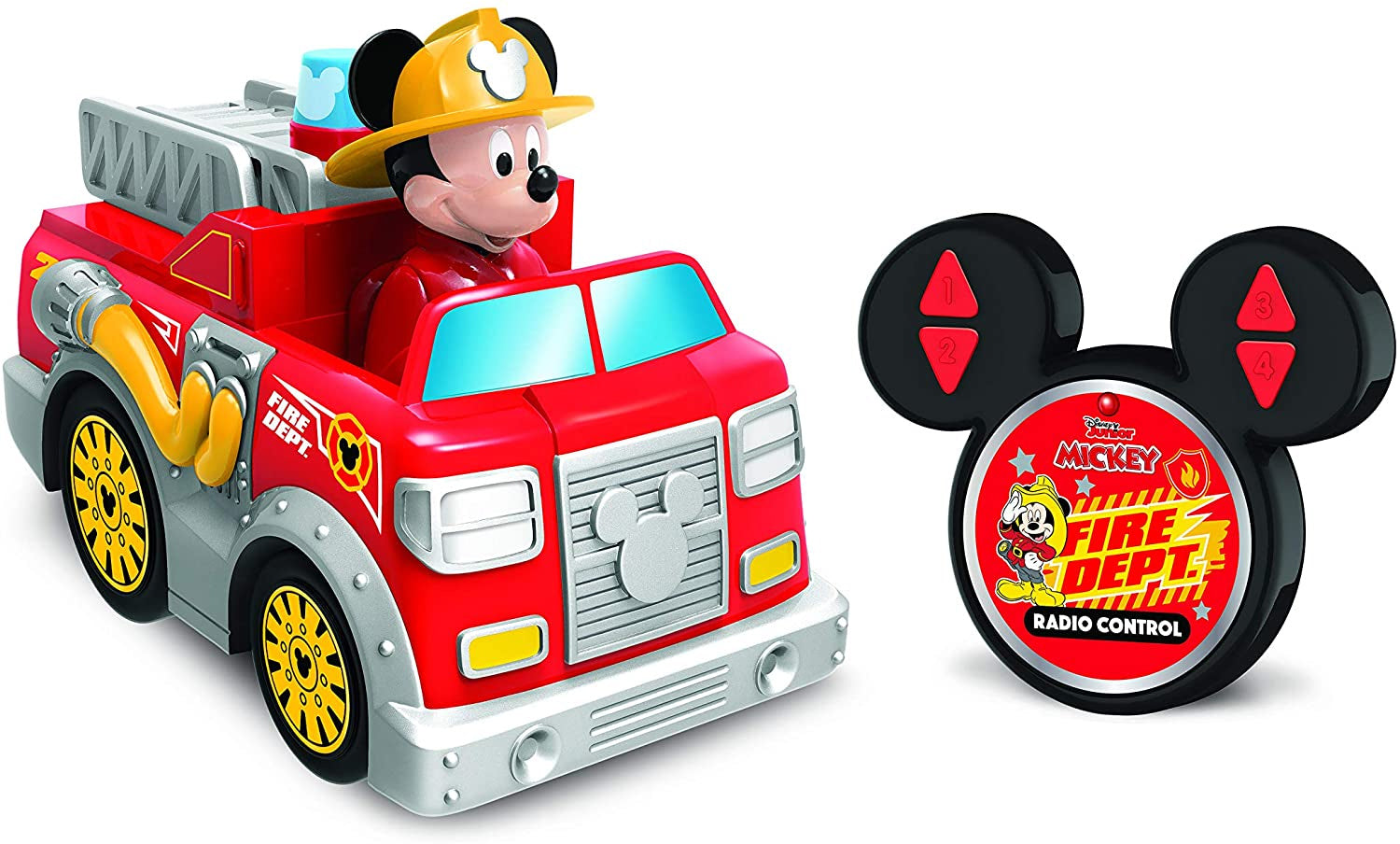 Disney Junior Mickey Mouse 9'' RC Remote Control Fire Truck 2.4 GHz, Toy Car