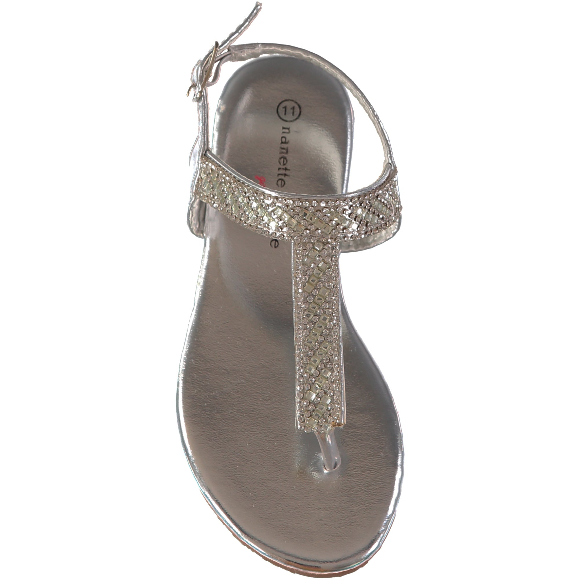 Nanette Lepore Girls Sizes 11-4 T-Strap Rhinestone Studded Sandal (Little Kid/Big Kid)