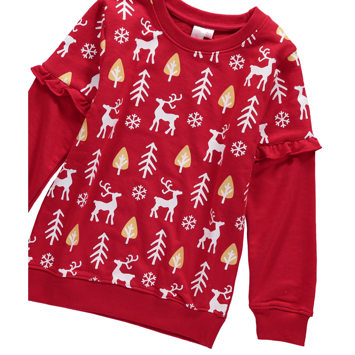 Cyndeelee Girls 2-16 Reindeer French Terry Sweater