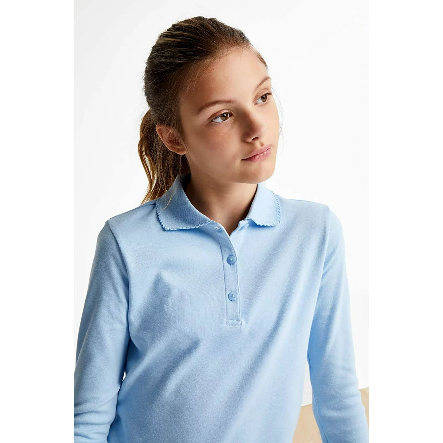 Educated Uniforms Girls 2T-4T Long Sleeve Pique Polo Uniform Shirt