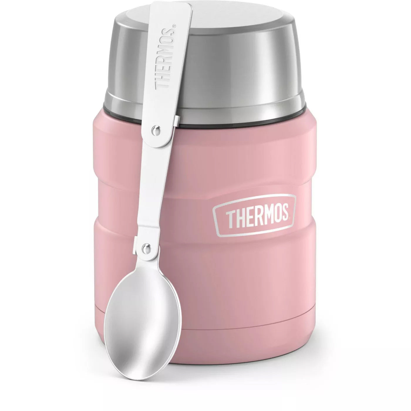 THERMOS Stainless King Vacuum-Insulated Food Jar with Spoon, 16 Ounce, Matte Rose