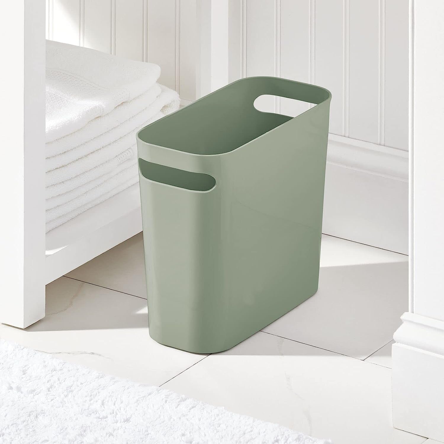 mDesign Plastic Small Trash Can, 1.5 Gallon, Olive Green