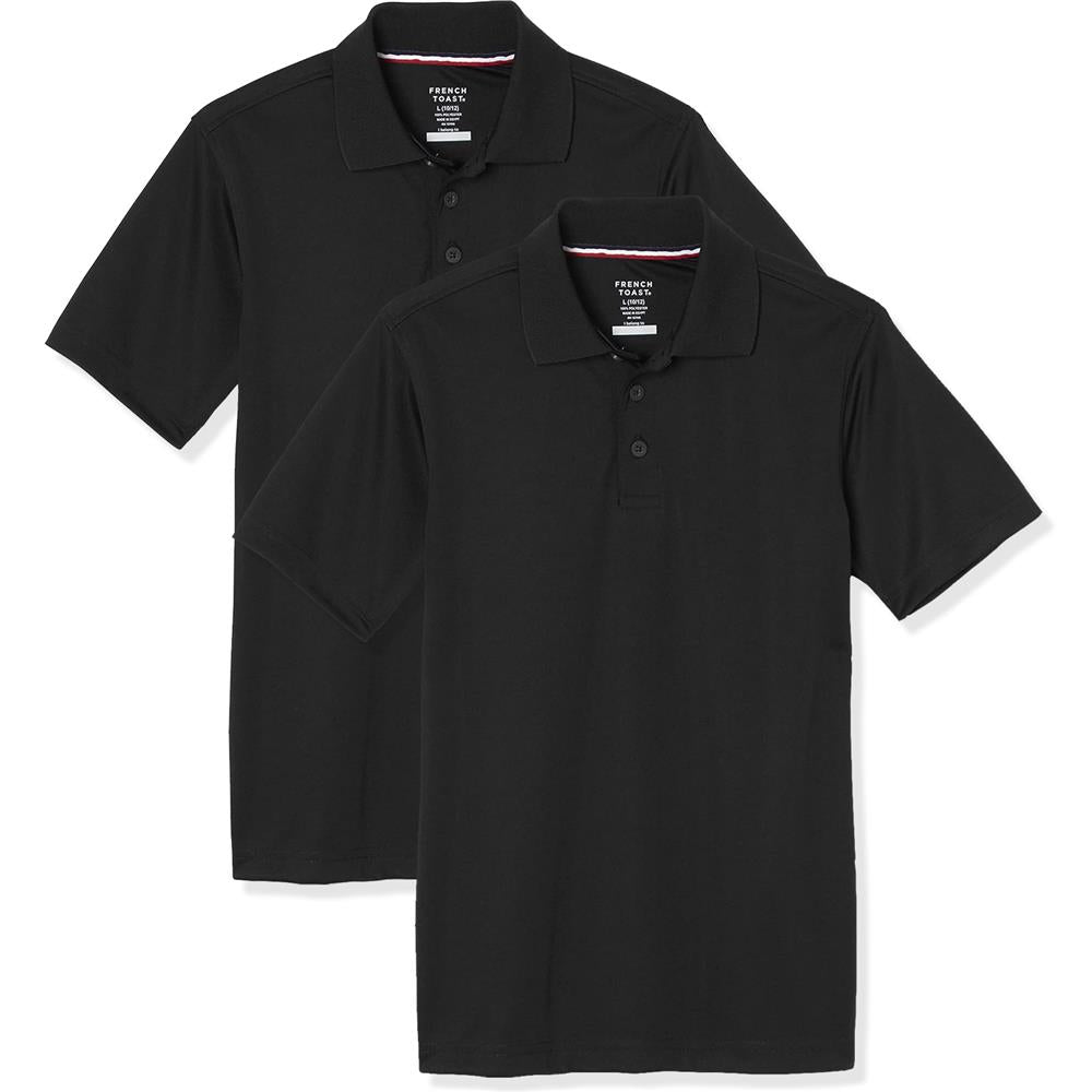 French Toast Boys 4-20 Short Sleeve Moisture Wicking Stretch Sport Polo Shirt, 2-Pack