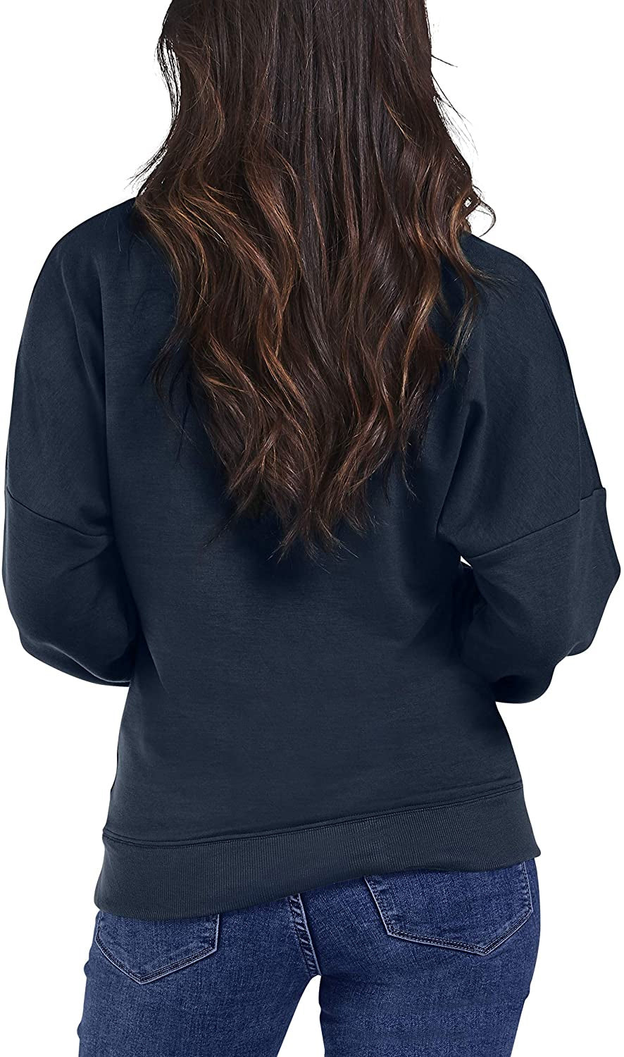 Seek No Further Womens Brushed Fleece Long Sleeve V Neck Blouse