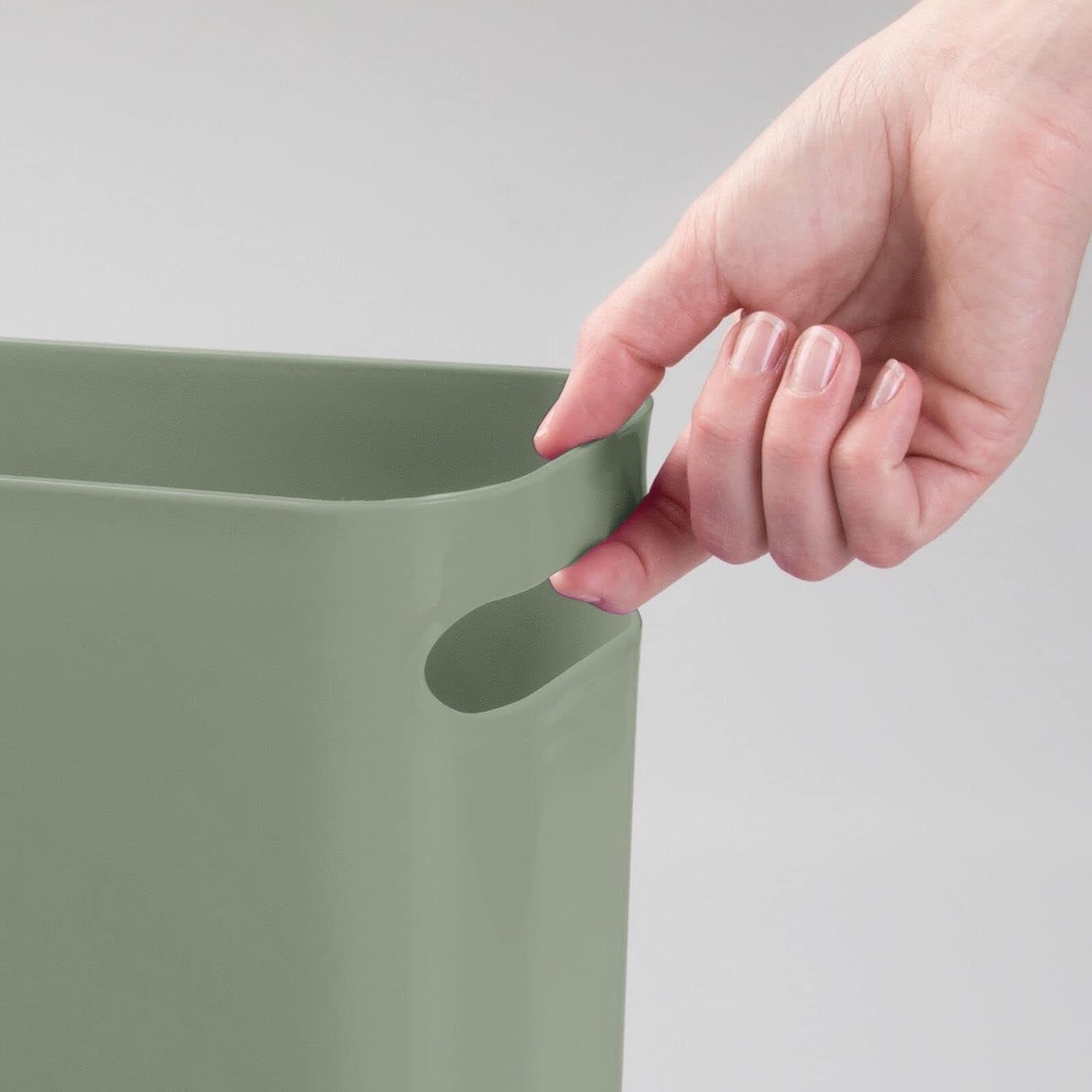 mDesign Plastic Small Trash Can, 1.5 Gallon, Olive Green