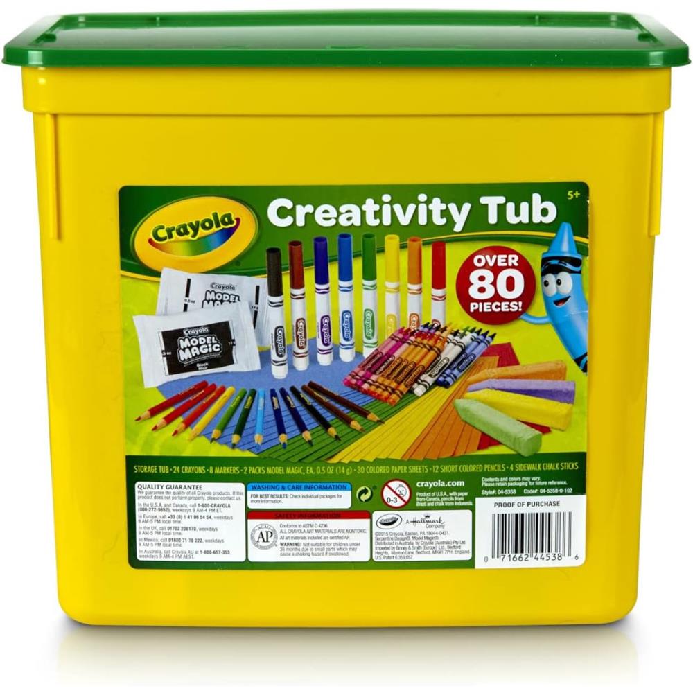 Crayola Creativity Tub, Arts and Crafts, Over 80 Tools, Crayons & Markers, Gifts for Kids