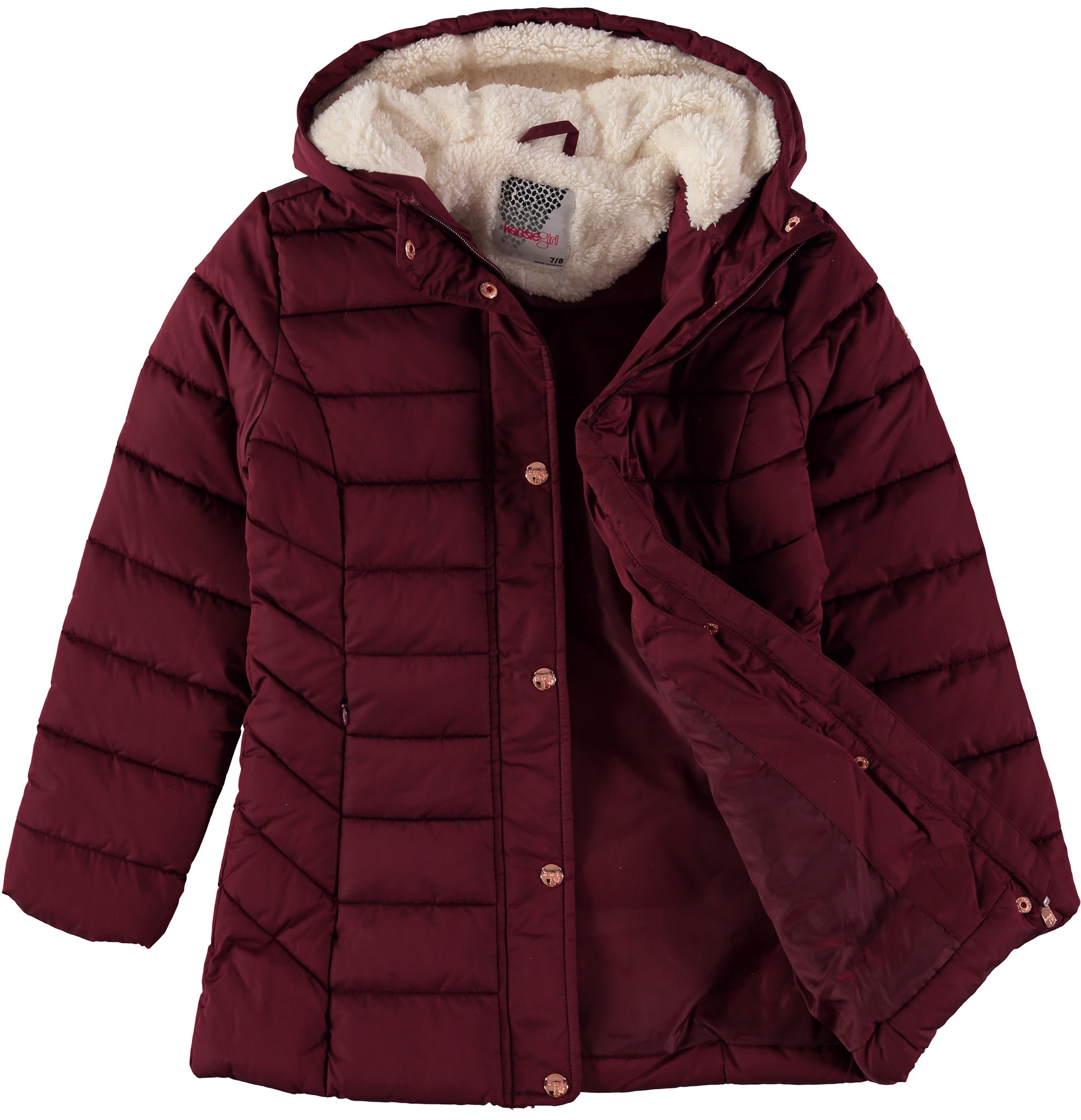 KensieGirl 7-16 Mid Length Quilted Puffer Jacket with Hood