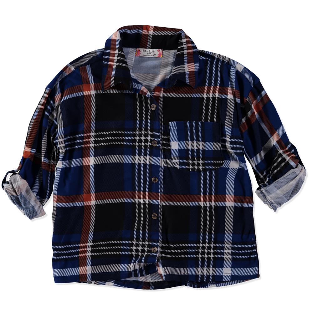 Jolie & Joy Girls 7-16 Plaid Roll Sleeve Button Up Shirt