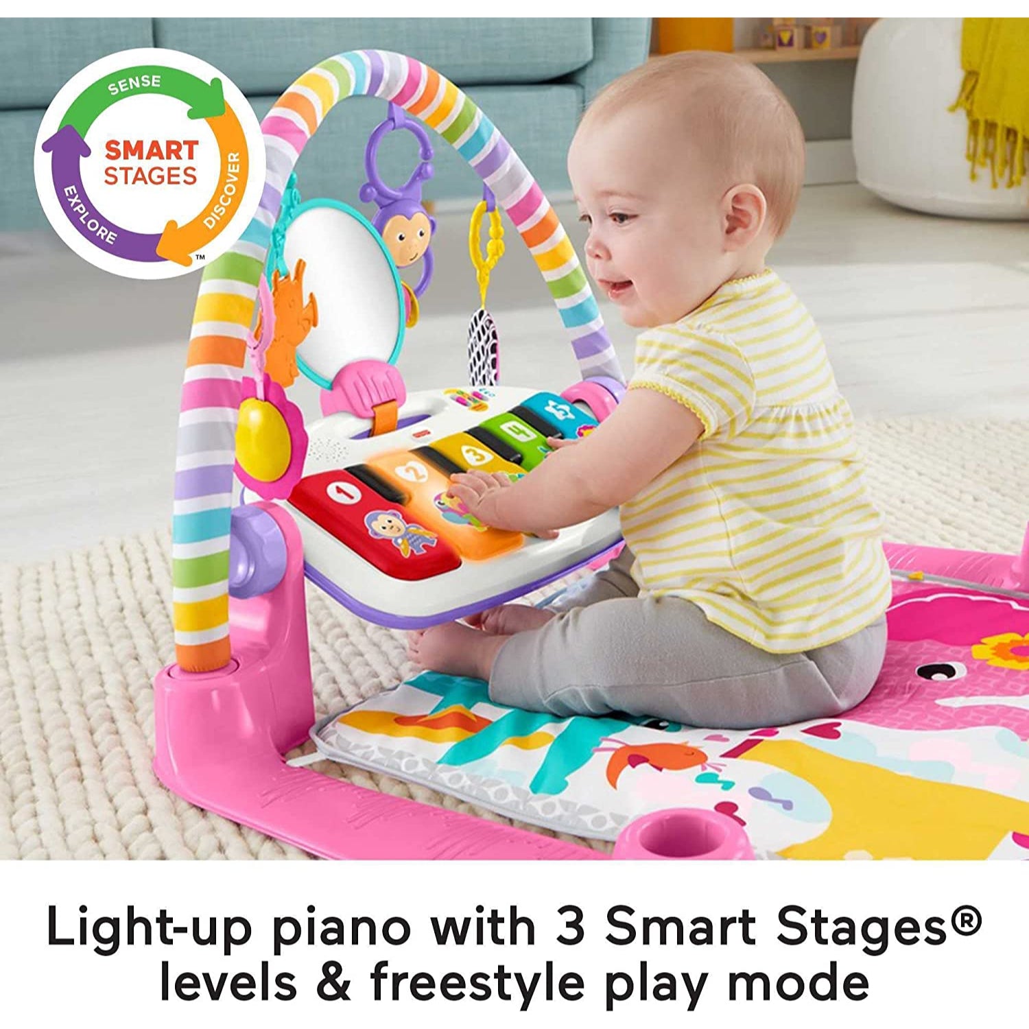 Fisher-Price Baby Playmat Deluxe Kick & Play Piano Gym With Musical -Toy Lights