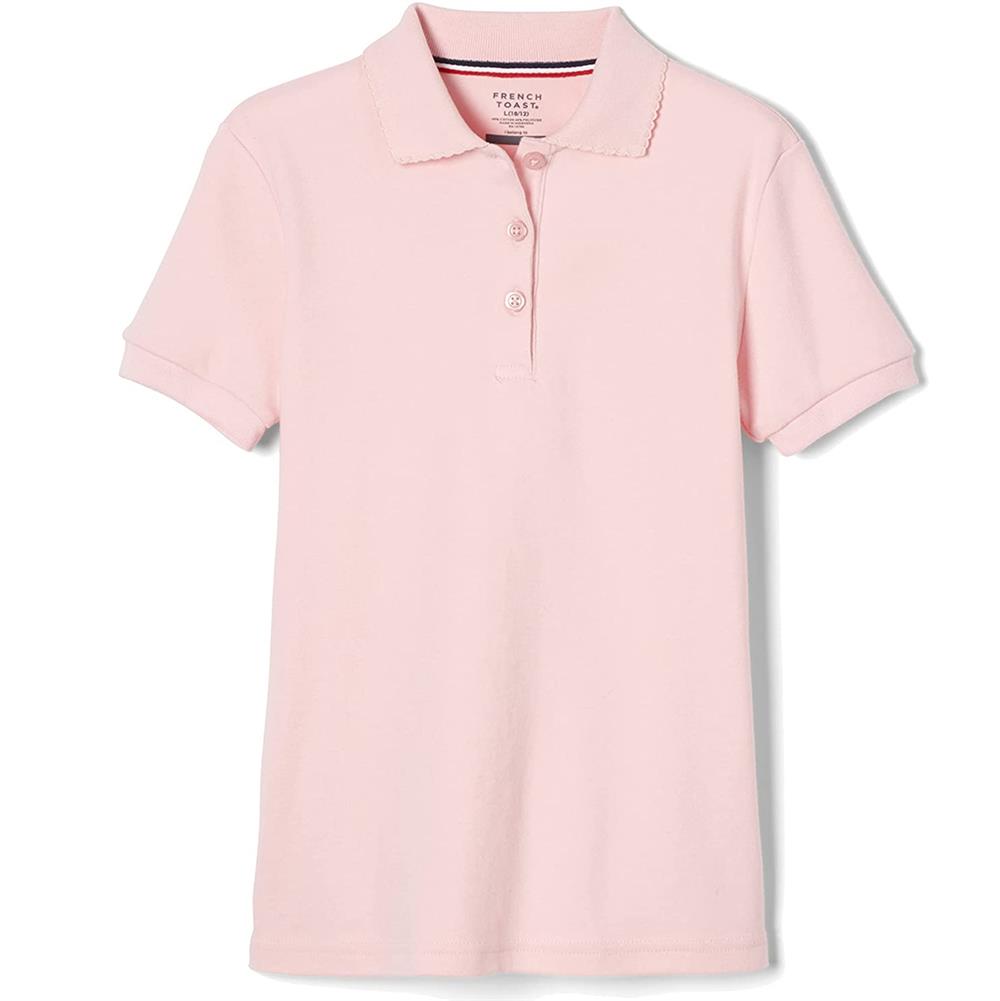 French Toast Girls 7-20 Short Sleeve Interlock Polo with Picot Collar