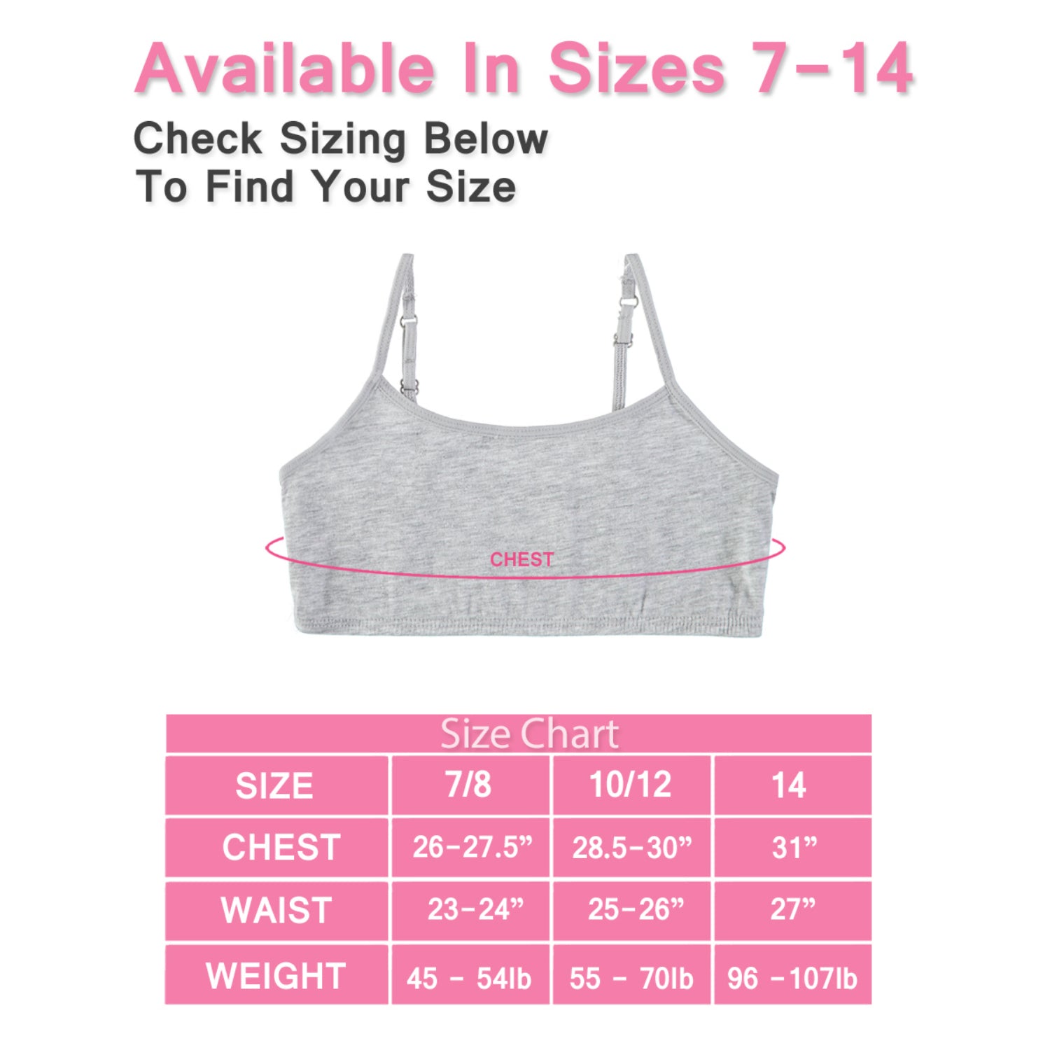 Cyndeelee Girls 7-16 Bralette, 5-Pack