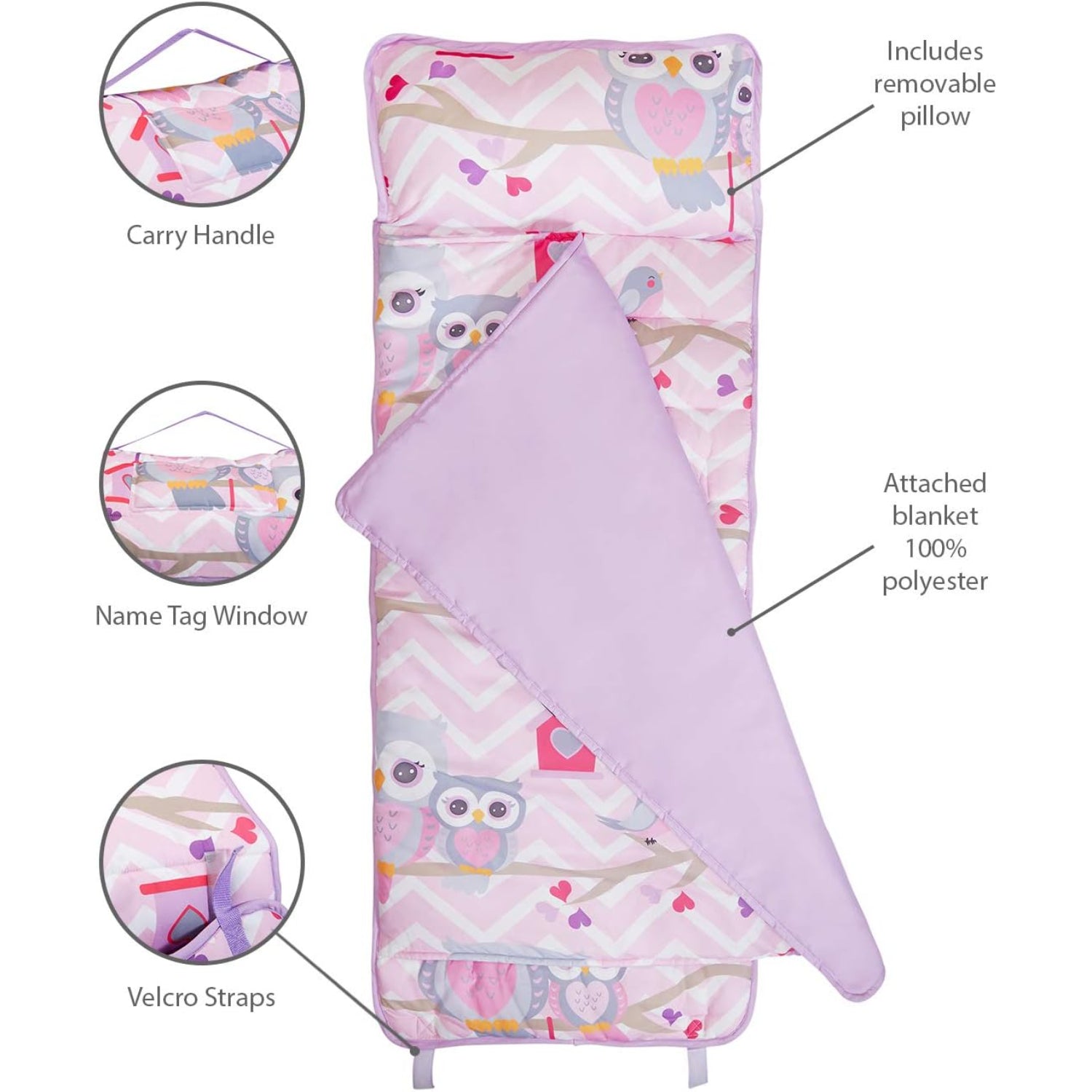 Everyday Kids Owl Toddler Nap Mat with Removable Pillow