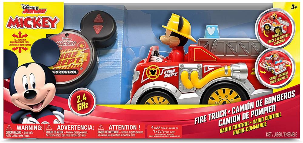 Disney Junior Mickey Mouse 9'' RC Remote Control Fire Truck 2.4 GHz, Toy Car